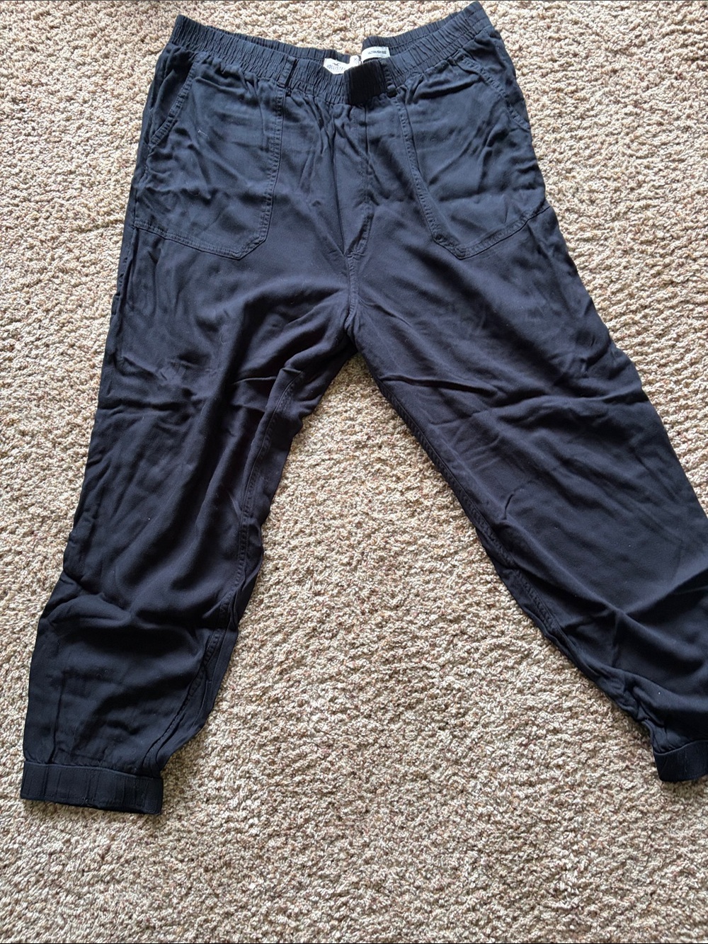 Black Elastic Waist Jogger Pants